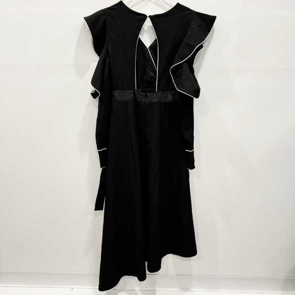 StyleKeepers Asymmetric Ruffle Cold Shoulder Long Sleeve Dress Open Back Medium - Picture 2 of 10